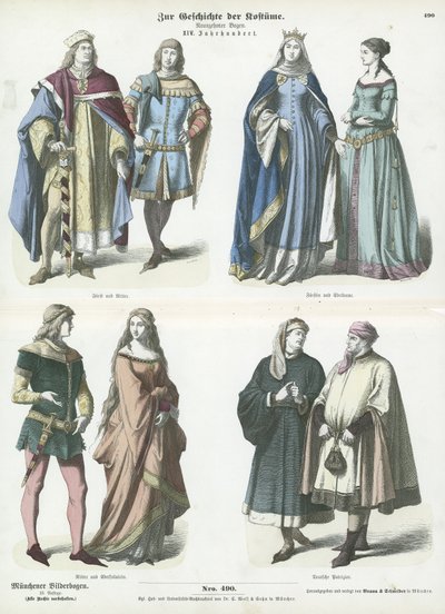 German costumes, 14th Century  af German School