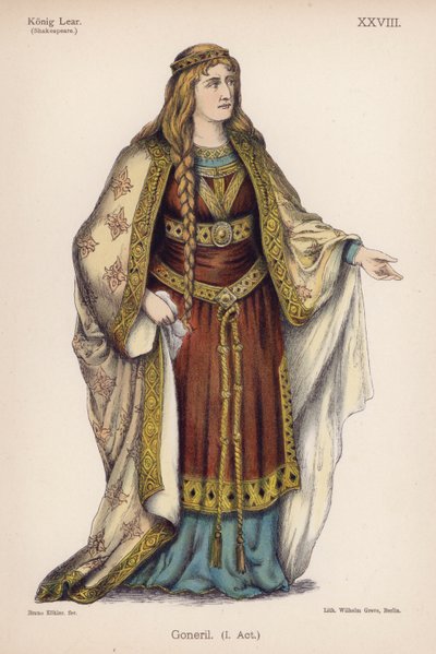 Goneril, fra Shakespeares King Lear (farve litho) af German School