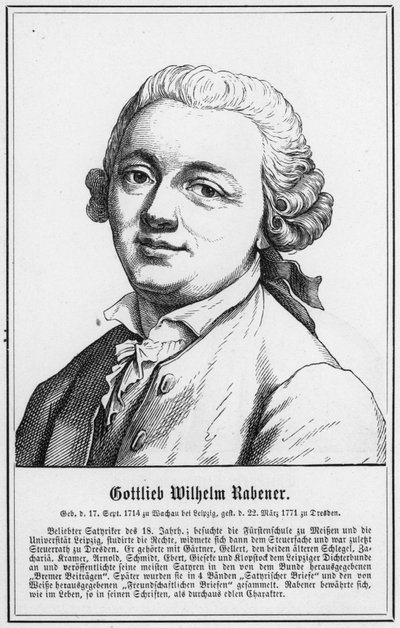 Gottlieb Wilhelm Rabener (gravering) af German School
