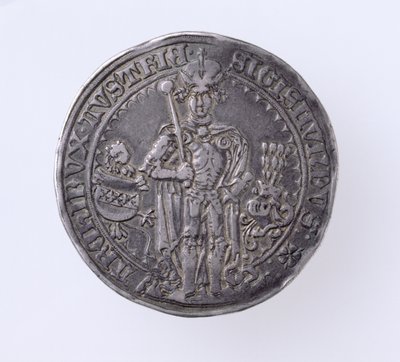 Guildiner (taler) af Sigismund (1439-96) Greve af Tirol, Hall Mint, 1486 (forside) (sølv) (for bagside se 168059) af German School