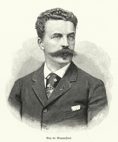 Guy de Maupassant, fransk novelleforfatter (litho) af German School