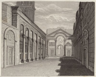 Hall i den romerske kejser Diocletians palads, Spalato (Split, Kroatien). Illustration til Bilder-Atlas (gravering) af German School