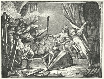Hartmann af Siebenich forklædt som Frederick Barbarossa for at gøre det muligt for kejseren at flygte fra Susa, Italien af German School