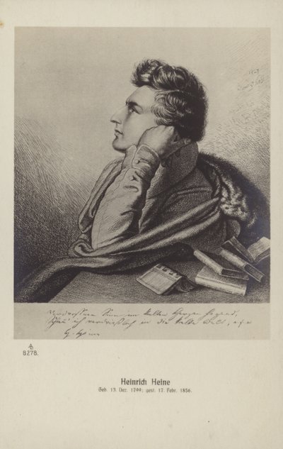 Heinrich Heine (1797-1856), tysk digter (litografi) af German School