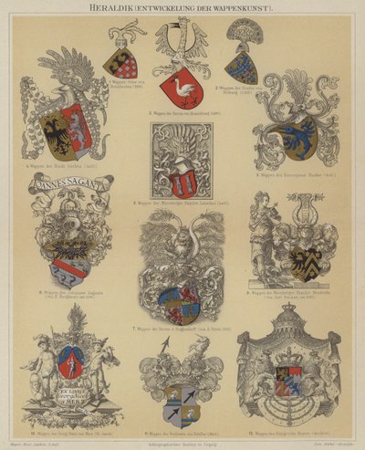 Heraldik (farve litho) af German School