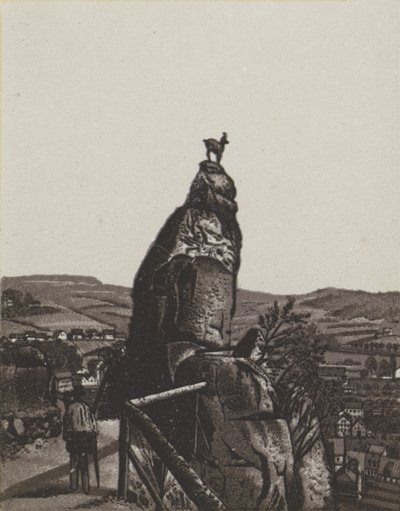 Deer Leap (litho) af German School