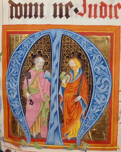 Historikeret indledende M med de hellige Peter og Paul, fra Gradualen af Friedrich Zollner af Langenzenn, 1439-42 af German School