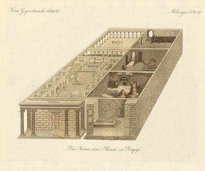 Panzas hjem i Pompeji (farvet gravering) af German School
