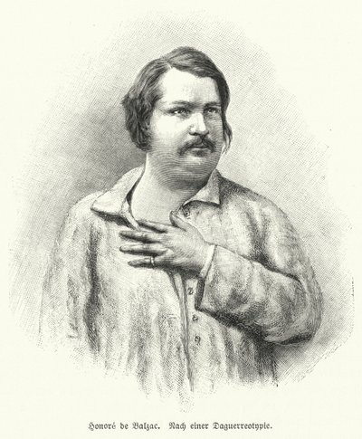 Honore de Balzac, fransk romanforfatter og dramatiker (litho) af German School