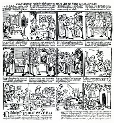 Vært for vanhelligelse af jøderne i Passau i 1477 af German School