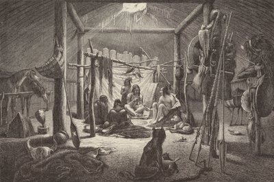 Hytte af nordamerikansk indianerhøvding (gravering) af German School
