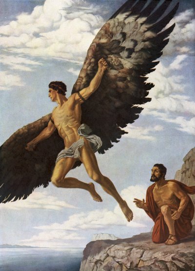 Icarus (farve litho) af German School