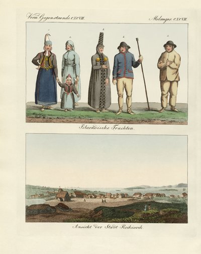 Islandske kjoler (farvet gravering) af German School