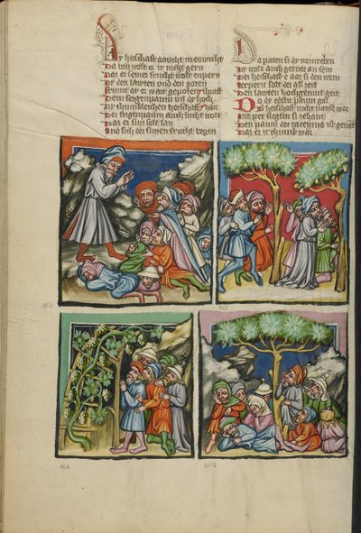 Illuminations fra Weltchronik Ms 33 fol. 135v, c.1400-10 (tempera, guld- og sølvmaling, blæk på pergament) af German School