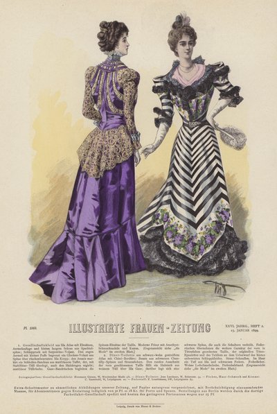 Illustration til Illustrirte Frauen-Zeitung (farve litho) af German School