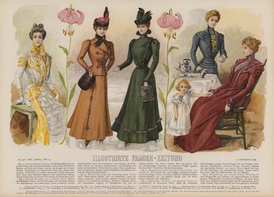 Illustration til Illustrirte Frauen-Zeitung (farve litho) af German School