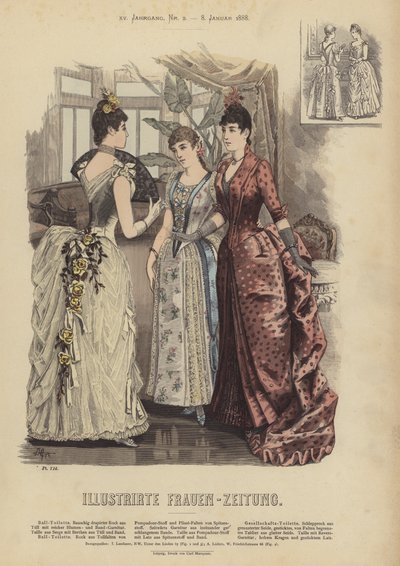 Illustration til Illustrirte Frauen-Zeitung (farve litho) af German School
