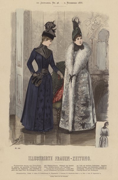 Illustration til Illustrirte Frauen-Zeitung (farve litho) af German School