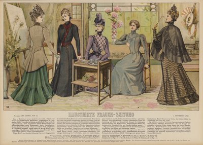 Illustration til Illustrirte Frauen-Zeitung (farve litho) af German School