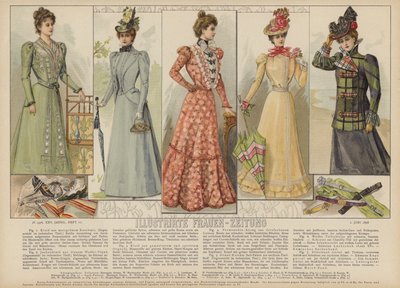 Illustration til Illustrirte Frauen-Zeitung (farve litho) af German School