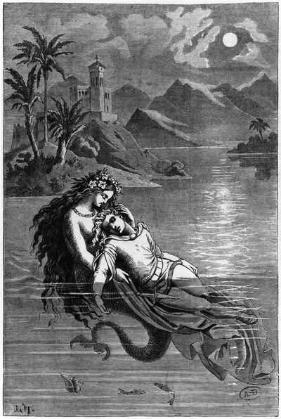 Illustration til Den lille havfrue fra eventyr af HC Andersen (1805-75) 1869 af German School