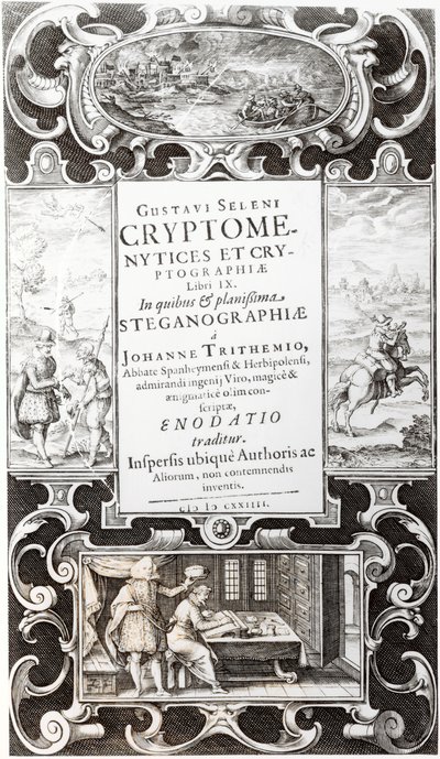 Illustration fra bog 9 af Cryptomenysis and Cryptography af Gustavus Selenus (Augustus, hertug af Brunswick), 1624 af German School