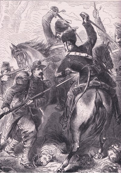 I slaget ved Dreux, Cassells historie om krigen mellem Frankrig og Tyskland udgivet af Cassell and Company Limited, ca. 1890 (litho) af German School