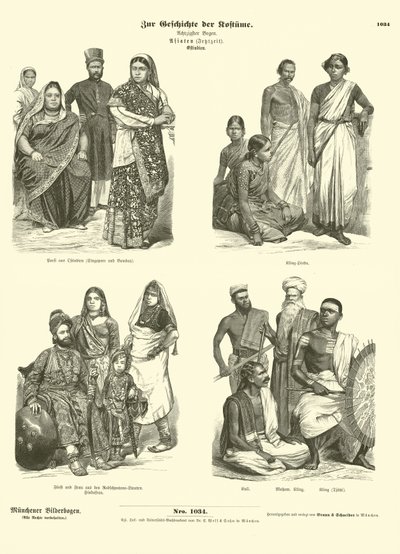 Indian costumes, late 19th Century  af German School