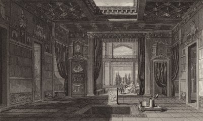 Interiør af et romersk hus i Pompeji. Illustration til Bilder-Atlas (gravering) af German School