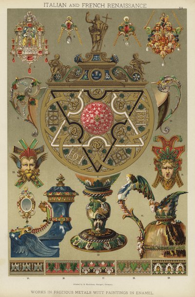 Italiensk og fransk renæssance, arbejder i ædelmetaller Witt malerier i emalje (farve litho) af German School