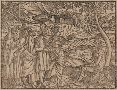 Job dækket med bylder c.1525 (træsnit) af German School