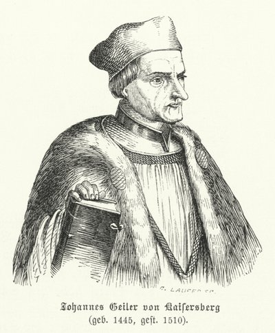 Johann Geiler von Kaisersberg, schweizisk præst og teolog (gravering) af German School