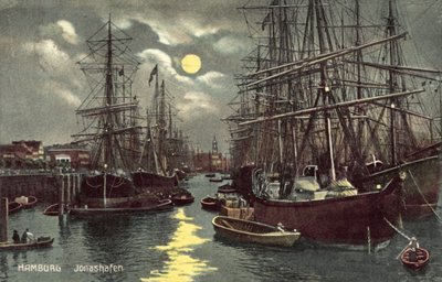 Jonashafen, Hamborg (farve litho) af German School