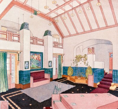 Jugendstil eller stue i tidlig modernistisk stil af German School