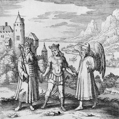 Konge og sund ånd guider prinsen fra Musaeum Hermeticum af German School