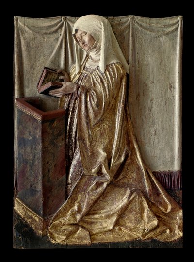 Knælende donor Fragment af udskåret altertavle i polykromt træ. Fra Schwaben. 1520 ca. Paris, Louvre-museet af German School