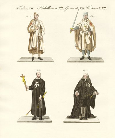 Ridderorden (farvet gravering) af German School
