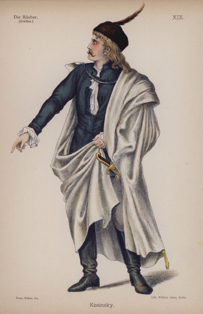 Kosinsky, fra Die Rauber (Røverne) af Friedrich Schiller (farve litho) af German School