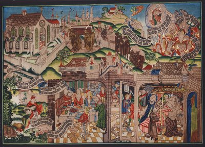Lazarus-tapet, Basel, ca. 1500 (farvelitografi) af German School