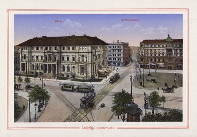 Leipzig, Blucherplatz (farvelitografi) af German School