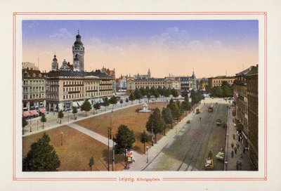 Leipzig, Königsplatz (farvelitografi) af German School