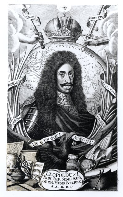 Leopold I (1640-1705), konge af Ungarn og hellig romersk kejser, graveret af Philipp Kilian (1628-93) af German School