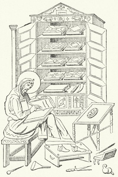 Bibliotek for en borgerlig borger i det østromerske imperium (gravering) af German School