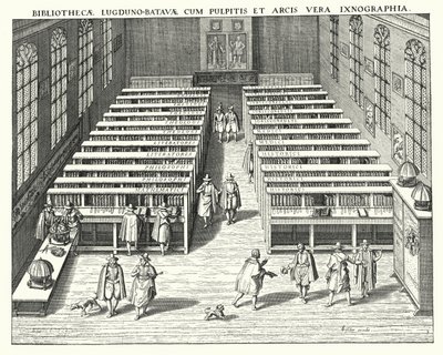 Bibliotek ved universitetet i Leiden (gravering) af German School