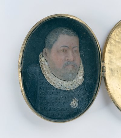Medaljon indeholdende voks miniatureportræt af Landgrave Wilhelm IV (forgyldt sølv og voks) (detalje af 312102 og 312135) af German School