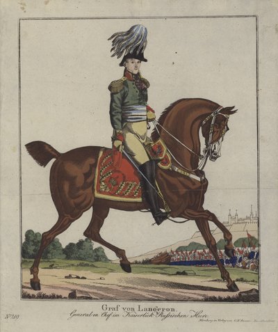 Louis Alexandre Andrault de Langeron, fransk general i den russiske hær (farvet indgravering) af German School