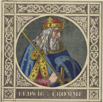 Ludwig D Fromme, 814-840 (farvet gravering) af German School