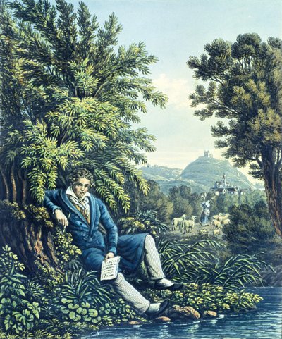 Ludwig van Beethoven ved en flod af German School