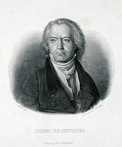 Ludwig van Beethoven (1770-1827) (gravering) af German School