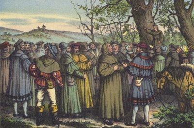Luther prædiken (chromolitho) af German School
